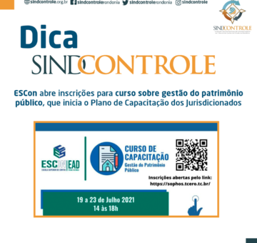 ESCon abre inscrições para curso sobre gestão do patrimônio público, que inicia o Plano de Capacitação dos Jurisdicionados