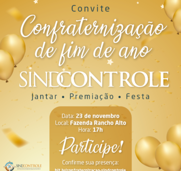 Sindcontrole convida associados para festa de confraternização de fim ano.